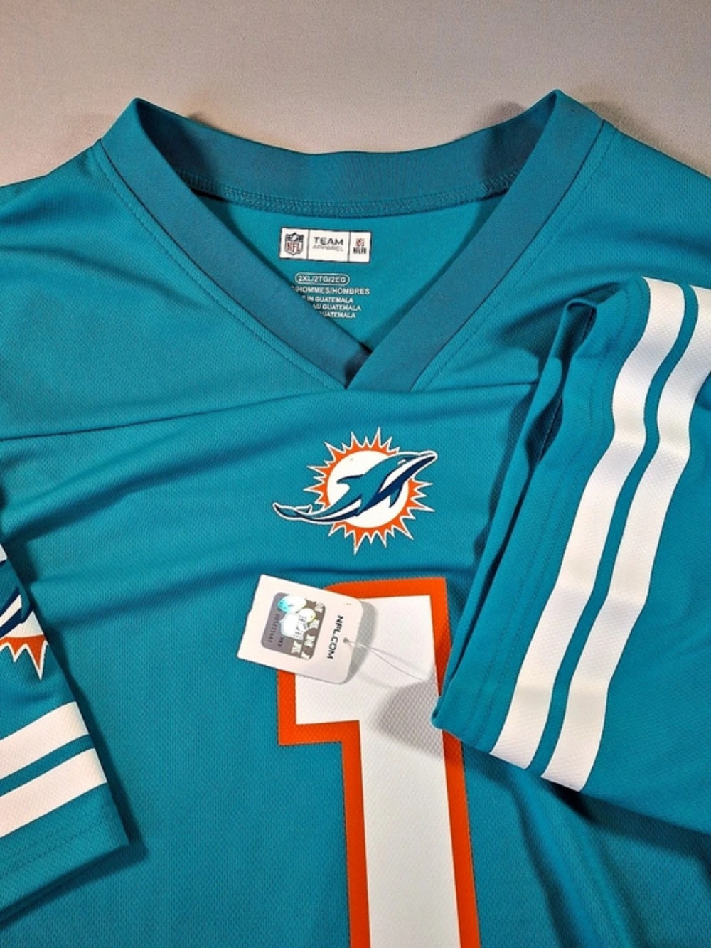 Team Apparel Tua Tagovailoa #1 Miami Dolphins jersey NFL Miami Dolphins Blue 2XL